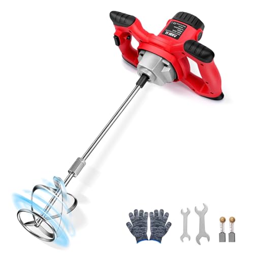 Anbull Malaxeur Mortier Colle, mélangeur pour peinture et mortier 2100W, 6 vitesses, 0-930 tr/min, batteur de mortier de couleur, M14 barre spirale chromée,...