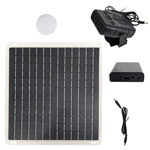 SageFurned Calentador de coche con panel solar de 10 W, calentador solar de invierno, ventilador de calentamiento de casa de mascotas, panel solar de 10 W, calentador de coche, calentador de invierno