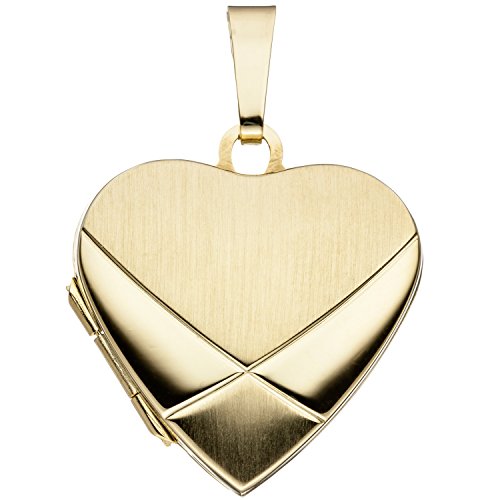 JOBO Damen-Medaillon Herz aus 585 Gold zum Öffnen für 2 Fotos