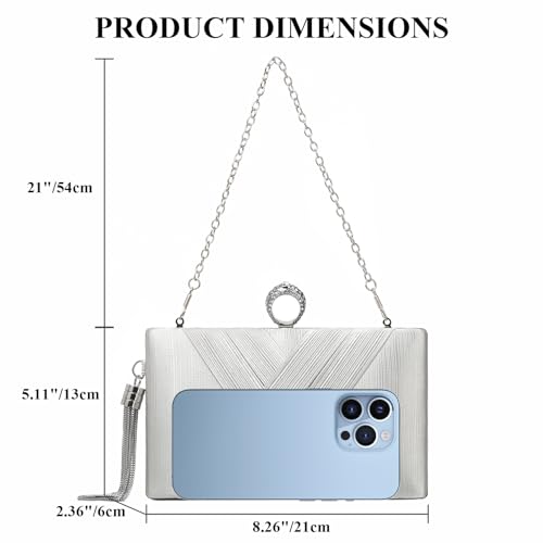 Image of RNIEGA Sparkling Rhinestone Evening Clutch Handbag Purse Ladies Crossbody Shoulder Bag with Metal Chain for Wedding Party