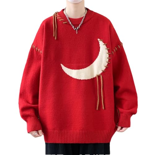 Mens Winter Cashmere Sweater Men Thick Warm Sweaters with Moon Korean Harajuku Christmas Jumpers