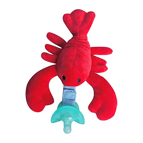 Baby Infant Pacifier - Plush Lobster Pacifier Holder, Soothie Snuggle Pacifier with Detachable Hand-Hold Stuffed Animal, Silicone Pacifier for 0+ Months Newborn Baby