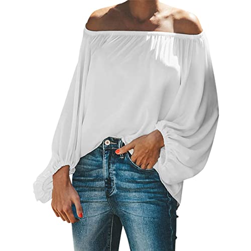 T-shirt manches longues épaules dénudées pour femme : haut ample uni de printemps