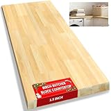 Butcher Block Countertop, Solid Wood Table Top - 3.5ft Unfinished Birch Work Bench Top Cut to Size for DIY Desktop/Washer Counter/Office Desk/Kitchen Island/Living and Dining Room Tables 42x25x1.5in
