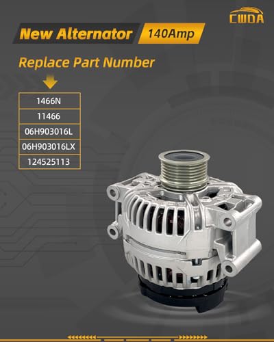 Image of 06H903016L Alternator 140A Compatible with 2009-2012 Audi | A4 A4 Quattro 2010-2013 A5 2010-2012 A5 Quattro 2010 S4 2011-2012 Q5 2.0L 3.0L Replace 06H-903-016LX