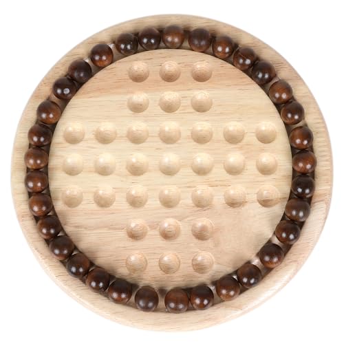 Image of Gothink Solid Wood Solitaire Game, Classic Handcrafted 9'' Wooden Solitaire Board, 33 Smooth Wooden Balls, Single Strategic Mind Game for Kids and Adults