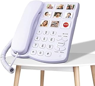 Big Button Phone for Seniors, LD‑858HF Key Amplified Telephone Photo Memory Corded Landline for Low Vision