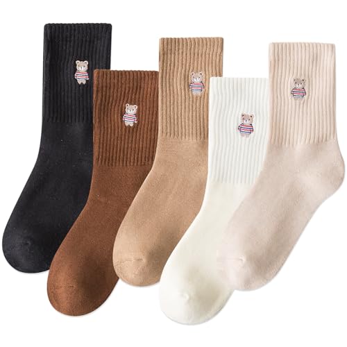Image of IIG 3-5 Pairs Womens Super Thick Warm Winter Crew Socks Cute Fashion Knit Cozy Socks Gifts for Women