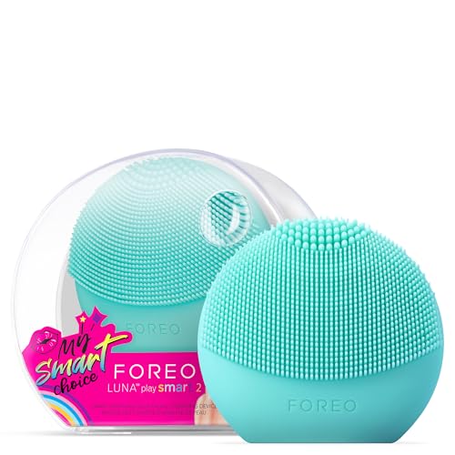 FOREO LUNA Play Smart 2 Dispositivo di analisi della pelle e pulizia del viso per tutti i tipi di pelle, con batterie AAA sostituibili, Mint For You