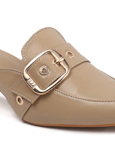 Image of ELLE Women Elegant Buckle Kitten Heel Slip-On Mule