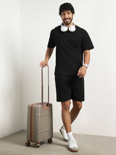 Image of NOBERO Men Cotton Blend Solid Co-ord Sets