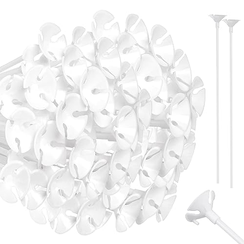 Image of PP OPOUNT 320 PCS Balloon Sticks, 12.6 inches Plastic Balloons Sticks | Balloon Holders for Anniversary, Wedding, Birthday, Party Decoration, BalloonSticks with Bases, Balloon Sticks with Cups
