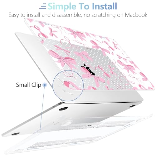 Image of MEEgoodo for M5 /M4 /M3 /M2 MacBook Air 15 inch Case 2026 2025 2024 2023, Case Fit Model (A3448 /A3241 /A3114 /A2941) for MacBook Air 15.3 inch, White Polka Dots&Cute Bows