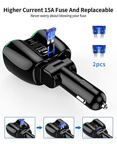SUPERONE [2023 Upgraded] Cigarette Lighter Splitter, 180W 2-Socket Cigarette Lighter Adapter with Dual QC3.0 and 20W PD USB C Car Charger Splitter for GPS/Dash Cam/Laptop/iPad/iPhone 15/14/13/12/11