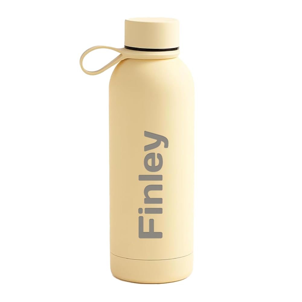 Engraved Personalised Water Bottle 500ml, Latte, Vacuum Flask