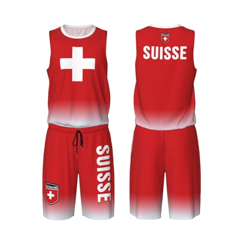 DABOYOZHZH Switzerland Swiss Flag Basketball Uniform Suit for Men Team Training Athletic Gradient Jersey