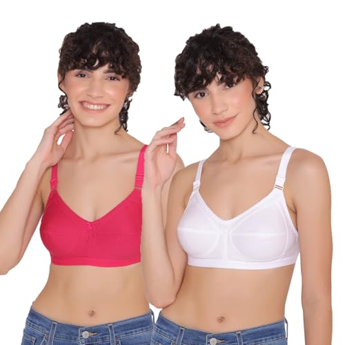 Image of INKURV Full Coverage Cotton Bra for Heavy Bust| Minimizer Bra for Women| Anti-Sagging Breast Lift Up| Non-Wired| Non-Padded Daily Use Bra for Ladies| Combo of 2