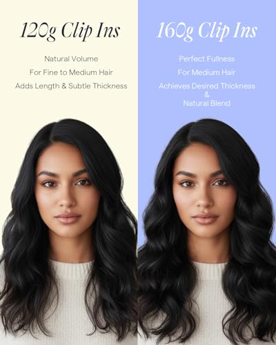 Image of Full Shine Thick Human Hair Clip in Extensions, Medium Brown | Clip in Hair Extensions, 18 Inch 160g 7Pcs, Thick Real Human Hair, Straight Texture, Everyday Styling, Medium Hair
