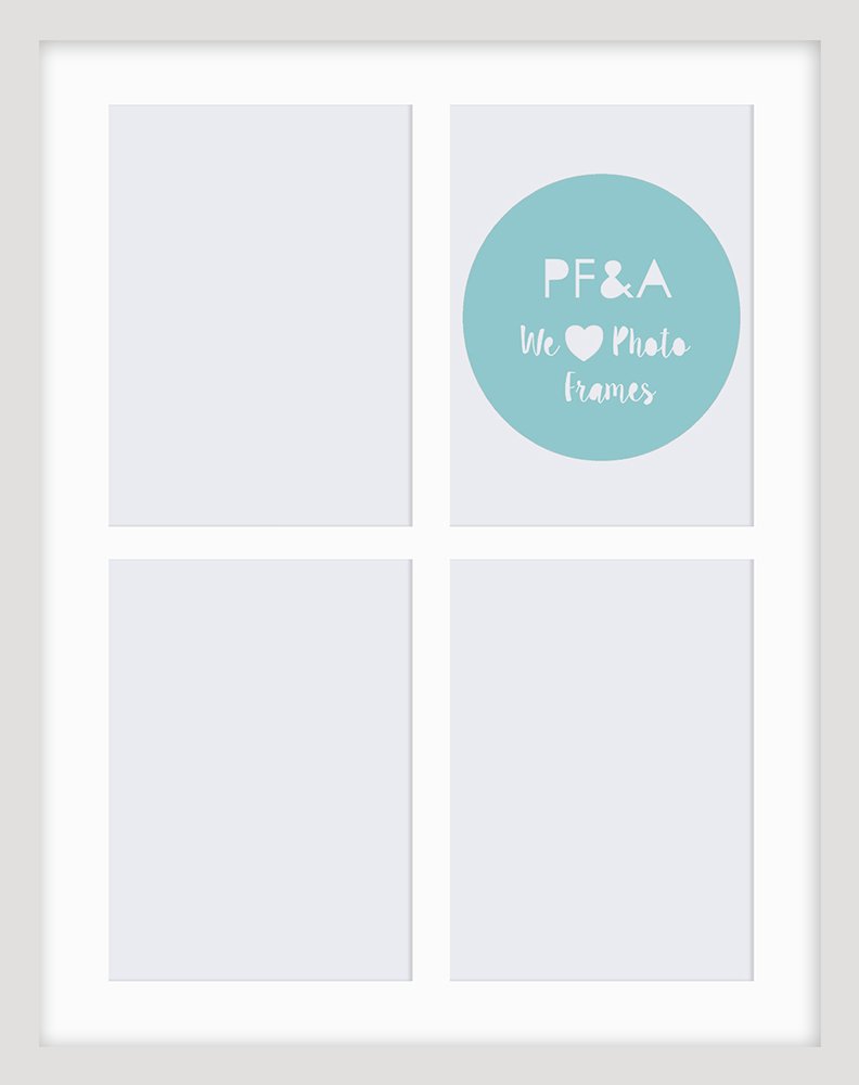 pf+a REAL GLASS Multi White Frame For 4 8x6 Photos - Oxford White 19x15 For x4 8x6 Pictures/Multi Picture Frame For 8x6 Photos