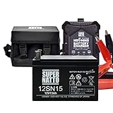 電動リール用バッテリー ST1215（12V15Ah）+ 星乃充電器（6V/12V）＋ 防水キャリーケース セット スーパーナットST1215 マリンパワー ダイワ タフ12000互換（Ⅰ～Ⅳ） など対応 電動リール用バッテリー シーキングSEAKING 対応 SUPRE NATTO（スーパーナット）