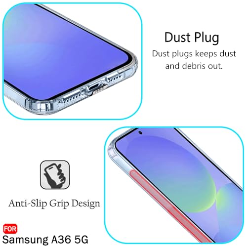 Image of TheGiftKart Back Cover Soft Case for Samsung Galaxy A36 5G | Best Camera Protection | Inbuilt Dust Plugs & Anti-Slip Grip | Ultra Clear Slim Back Cover Case for Samsung A36 5G (Silicone, Transparent)