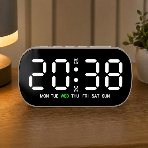 Image of AERYS Digital LED Alarm Clock with1 Year Warranty Dual Alarm, Day & Time Display, Large LED Screen, 12 /24 Hour Format, Snooze Function, Table Clock for Bedroom, Office, Students & Home Decor