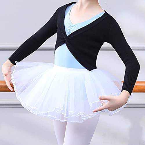 easyforever Girls Long Sleeve Knot Ballet Gymnastics Wrap Tops Knitted Cardigan Shrug Dress Cover Up Bolero Sweater2