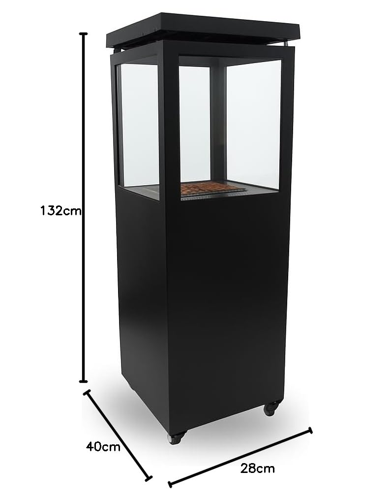 Utevarme Camino a gas per terrazza 6,5 kW 40 x 28 x 132 cm Acciaio stufa a gas nero