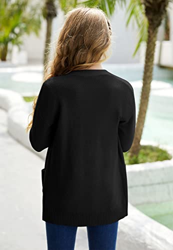 Goranbon Girls' Cardigan Sweaters Open Front Long Sleeve Casual Sweater Coats with Pockets3