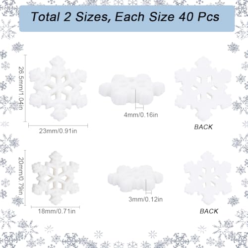 SUNNYCLUE 80Pcs 3 Styles Snowflake Cabochon Bulk Christmas Resin Cabochons White Winter Xmas Mini Snow Shape Flatback Resin Charm for Scrapbooking Embellishment Decoration DIY Craft Art jewellery - Image 2