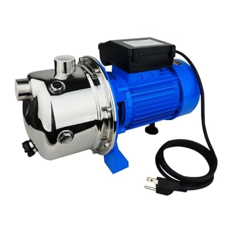 SHYLIYU 1.6Hp Stainless Steel Shallow Well Pump 110V Surface Jet Pump Water Transfer 48m 3.4m³/H Household Draining Pump Electric Pressure Booster Pump for Garden Irrigation Sprinkler System Lawn Farm Cover