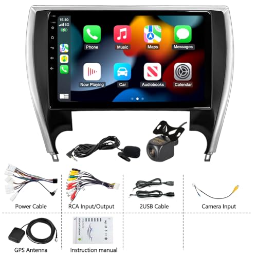 Image of 2+64G Double Din Car Radio for Toyota Camry 2015 2016 2017, 4 Core 10.2 Inch Android 14 Touch Screen Car Stereo with Wireless Carplay Android Bluetooth GPS AHD Backup Camera WiFi SWC FM Mirror Link