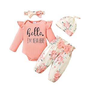 Newborn Infant Baby Girl Clothes Outfits Rib Romper Floral Pants with Headband Winter Clothing Set