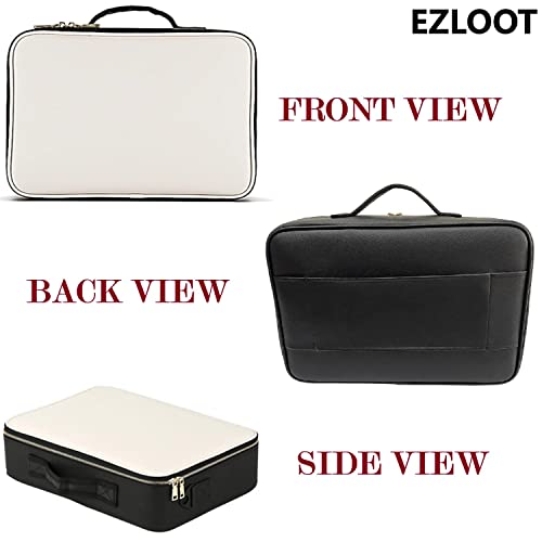 Image of Travel Makeup Case, Professional Cosmetic Train Cases Artist Storage Bag Make Up Tool Boxes Brushes Bags with Compartments Vanity Organizer (16 INCH(1 Layer), Black & White)