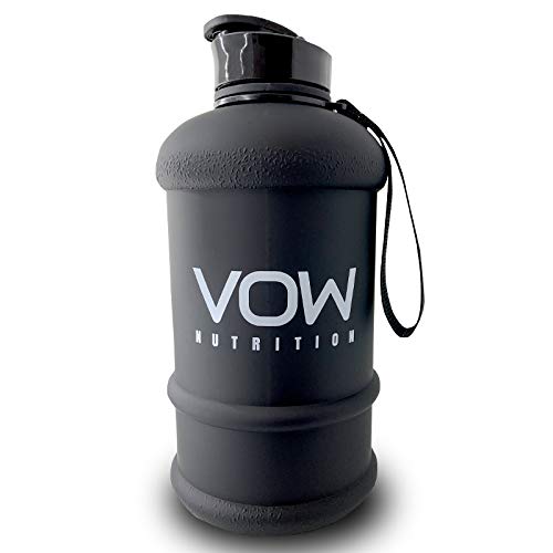 VOW Nutrition 1.3 Litre Water Jug/Gym Bottle - BPA Free Ideal For Gym, Dieting and Bodybuilding, 100% Food safe materials (Black)