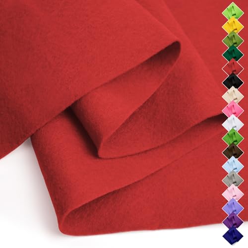 Image of Soft Felt Fabric Sheet 18 inch x 36 inch, 1.6mm Acrylic Craft Felt, Red | Soft Thick Felt by The Yard, Large Precut Sheet, Nonwoven Fabric for Sewing DIY Crafts, Classroom & Home Decor