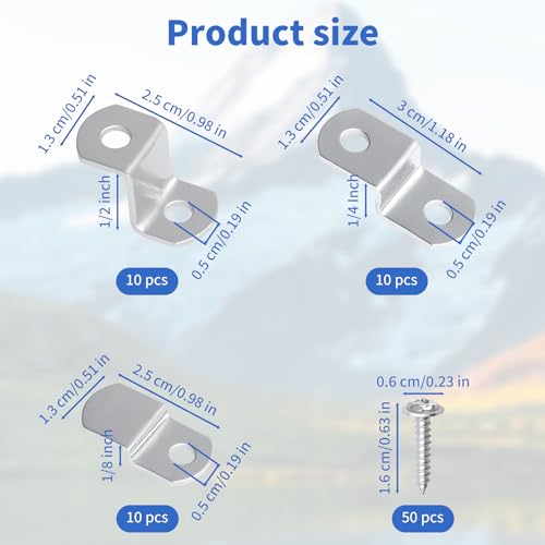 Image of 80 PCS Canvas Offset Clips Framing Clips, 10 PCS Each 1 /8 inch 1 /4 inch 1 /2 inch Z Clips Mirror Clamps for Picture Framing Canvas Painting Mounting Tools with 50 PCS Universal Screws Framing Fixing Accessories
