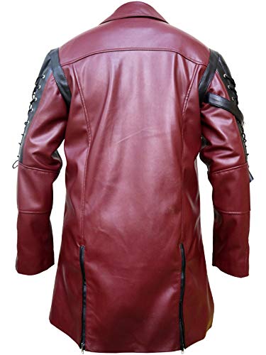The Jasperz Punk Rave Poison Black & Maroon Jacket Mens Faux Leather Goth Steampunk Military Coat, Xxs-3Xl (X-Large, Maroon) #TOP3