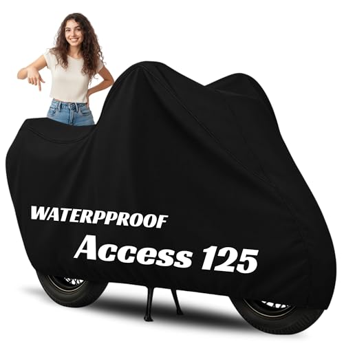 Image of 100% Waterproof Access 125 Sccoty Cover | Polyester Body Cover for Rain & Sun | UV Protection, Dustproof, Scratch Resistant, Windproof, Heat Resistant, Vehicle Specific Fit (Black)