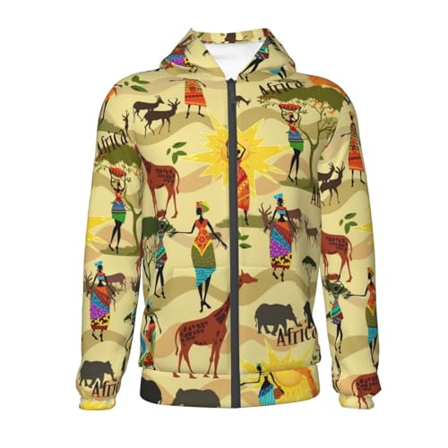 Ethnic African Kids Pullover Hoodies Boys Zip Up Sweatshirts Girls Athletic Clothes with Pocket2