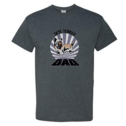 Custom Funny Graphic T Shirts for Men Dad Skye Terrier Dog Cotton Top Smoke Design Only 3X Large