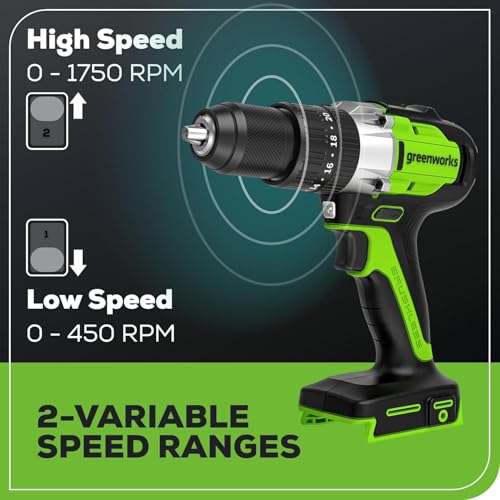 Image of Greenworks 24V Brushless 2PCS Cordless Power Tool Combo Kit, 1950 in-lbs Impact Driver and 530 in-lbs Hammer Drill, with a 2Ah Battery and 2A Fast charger