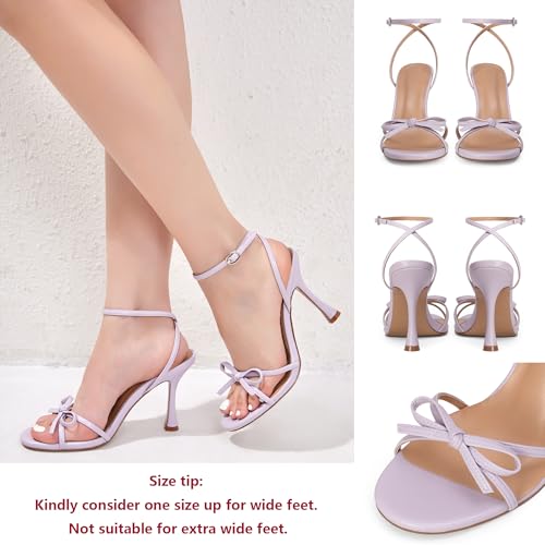 Image of iiimmu Women's Bow Heels 4 IN Stiletto Heeled Sandals for Women | Round Open Toe