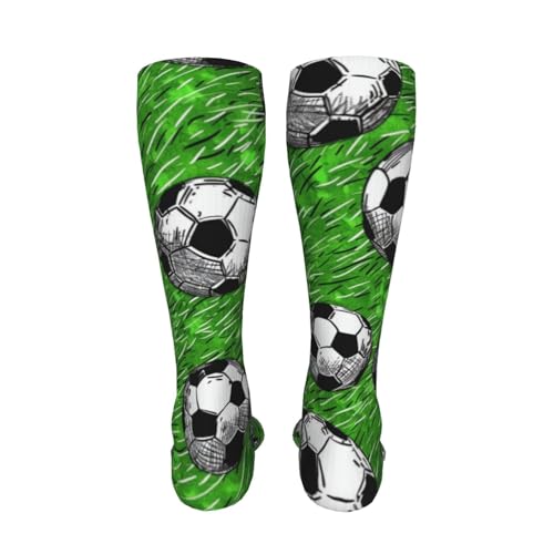Soccer Balls Green Grass Compression Socks for Kids Boys Girls, Knee High Soccer Socks Long Tube Funny Gifts for Running Sports Travel 19.8in4