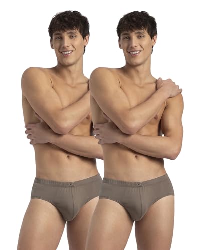 Image of Jockey 8035 Men's Super Combed Cotton Solid Brief with Ultrasoft Concealed Waistband (Pack of 2) Dark Khaki XXL