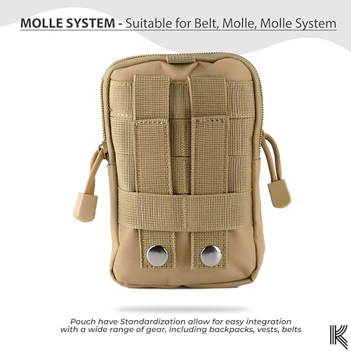 Image of Kraptick Multi-Purpose Water Resistant Waist Bag with Dual Compartment, Waist Bag Mobile Phone Holder, Waist Pack for Men, Women Camping Hiking Pouch (Beige)