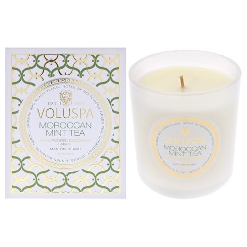 Coleção Maison Blanc Classic – Chá de menta marroquino da Voluspa unissex – Vela de 270 ml