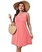OFEEFAN Womens Pleated Front Tank Dresses Fashion Spring Sleeveless Pockets Sundresses Casual Summer Coral L