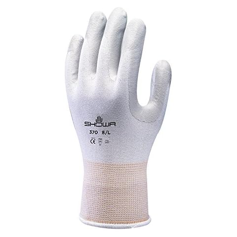 Showa Gloves SHO370-M No.370 Palm Fit Glove, Size: M, White/Grey Cover