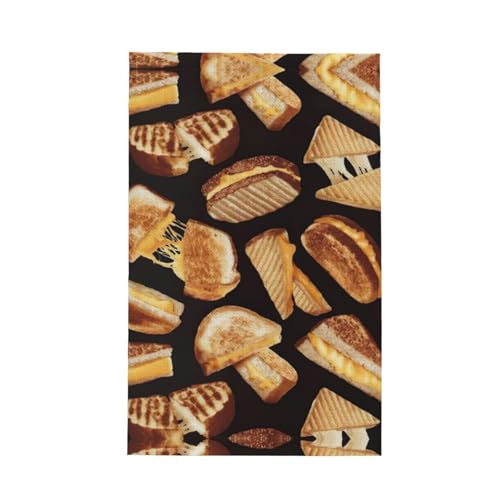 YQxwJL Paños de cocina con estampado de sándwiches de queso, toallas de tela gofre, ultrasuaves, absorbentes, de secado rápido, 41 x 66 cm